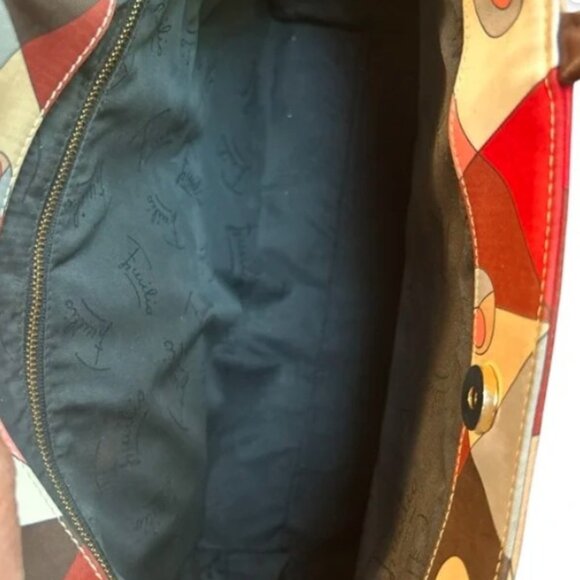 EMILIO PUCCI AUTHENTIC  “Comessa”  Red Tan Geometric Tote Bag - Picture 8 of 10